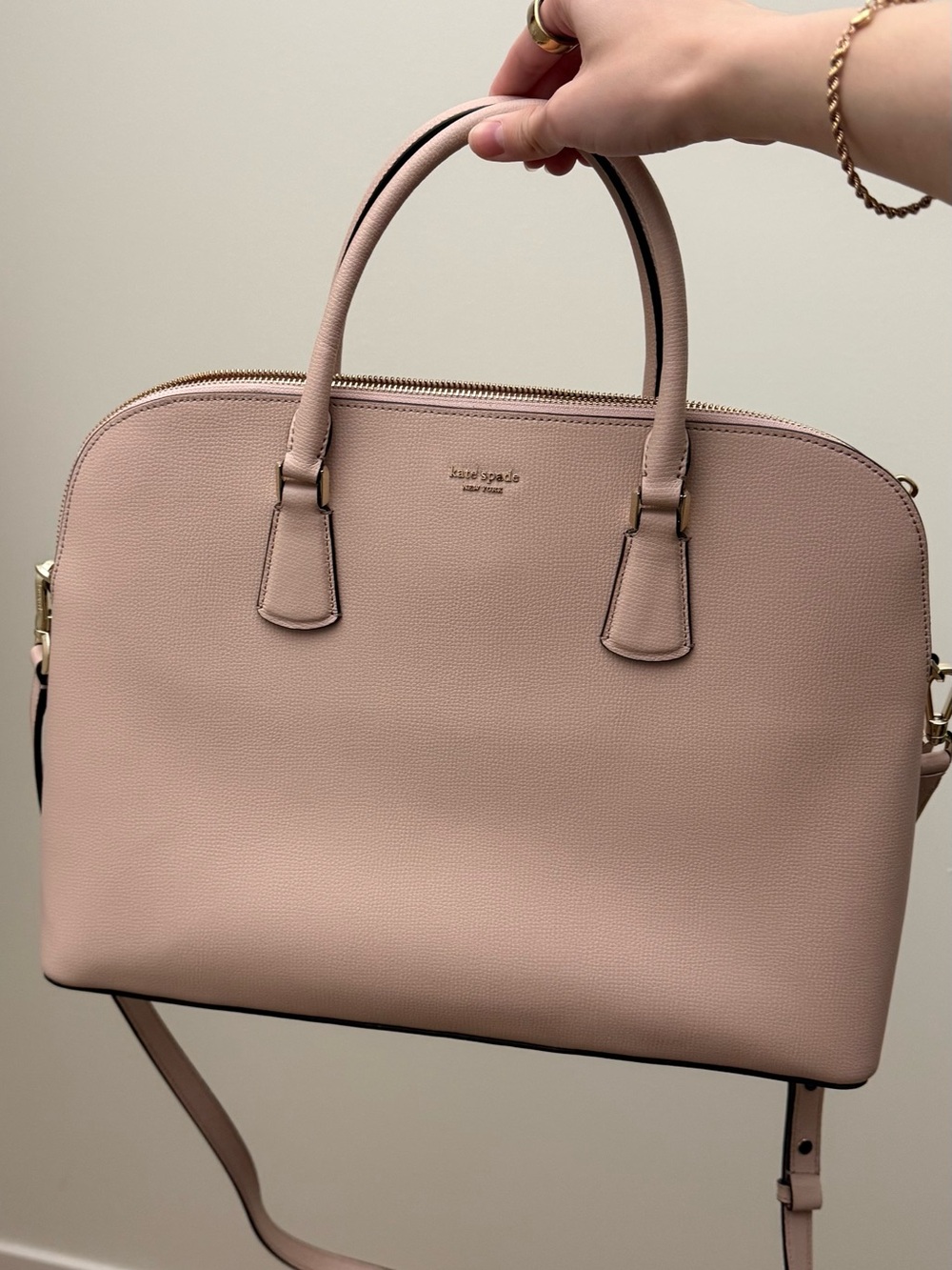 kate spade Sylvia universal slim laptop bag in pale vellum pink